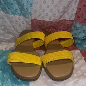 Sunny Yellow Double-Strap Slide Sandals